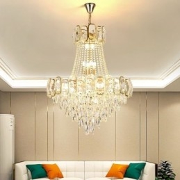 Luminária pendente de cristal moderna, luminária de teto redonda