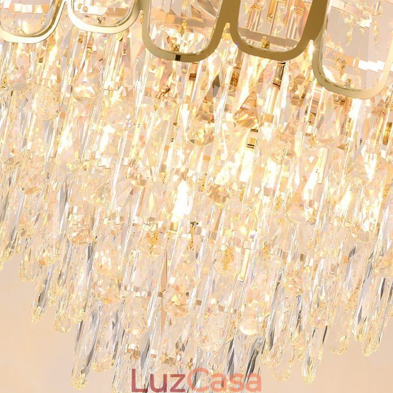 Luminária pendente de cristal moderna, luminária de teto redonda