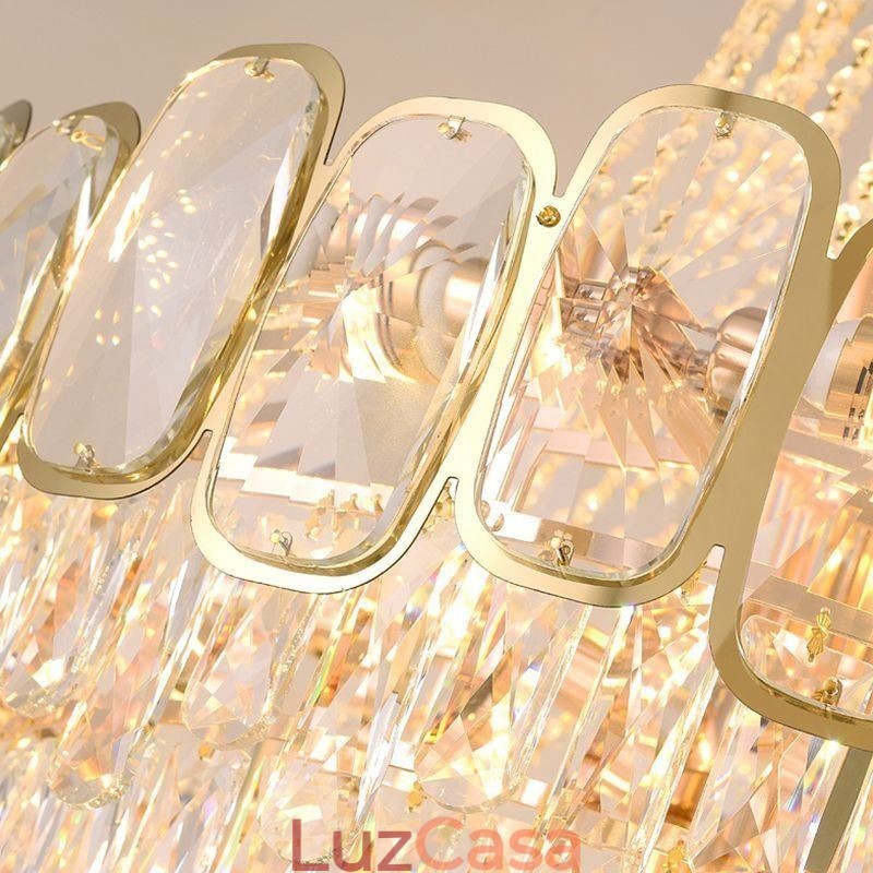 Luminária pendente de cristal moderna, luminária de teto redonda