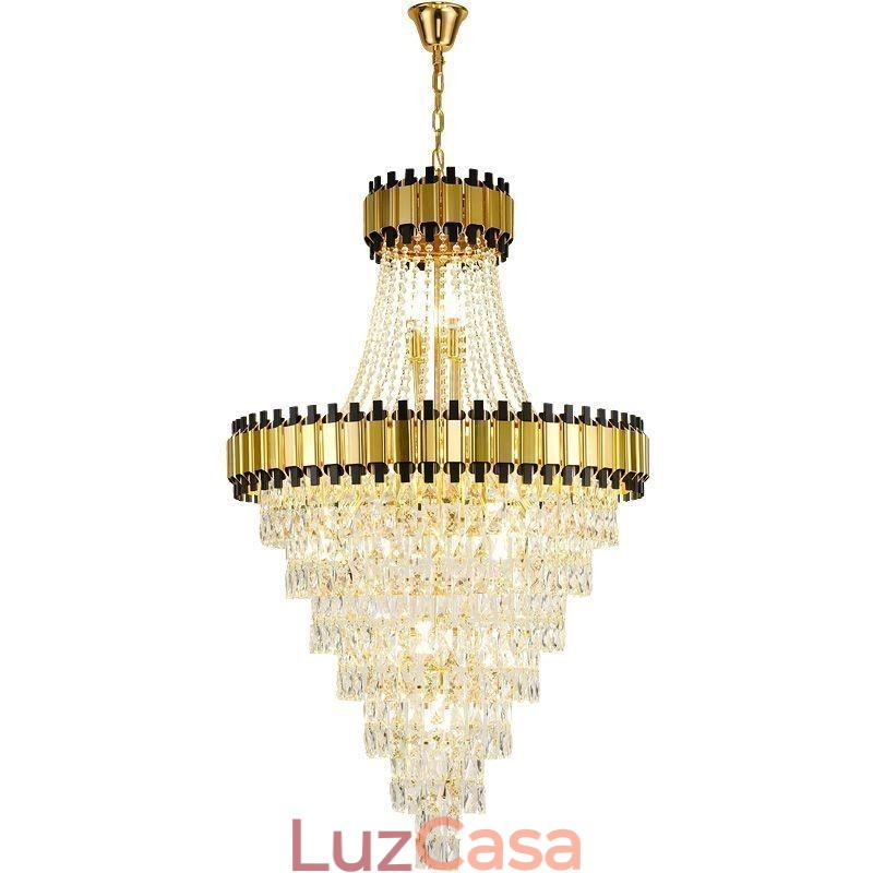 Luminária de teto de cristal com pingente de ouro luxuoso