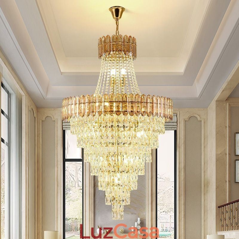 Luminária pendente de cristal cônica elegante