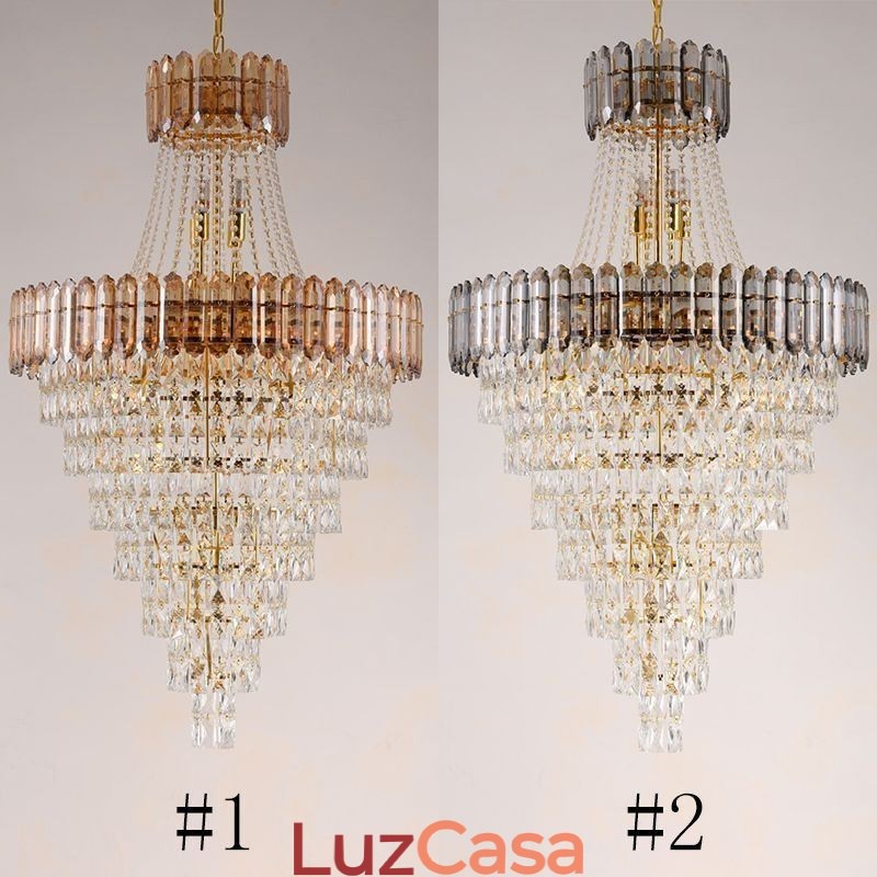 Luminária pendente de cristal cônica elegante