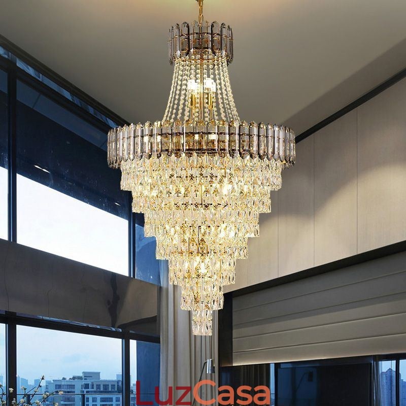 Luminária pendente de cristal cônica elegante