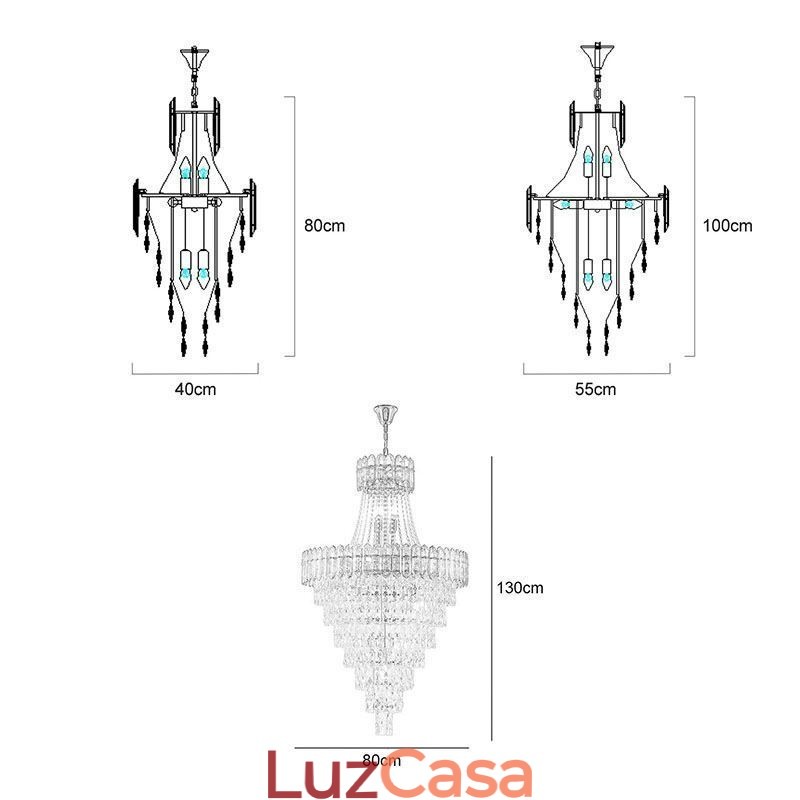 Luminária pendente de cristal cônica elegante