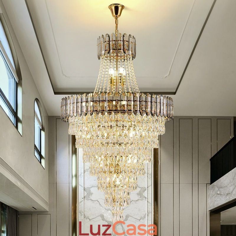 Luminária pendente de cristal cônica elegante