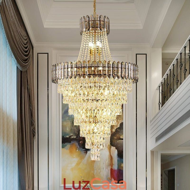 Luminária pendente de cristal cônica elegante