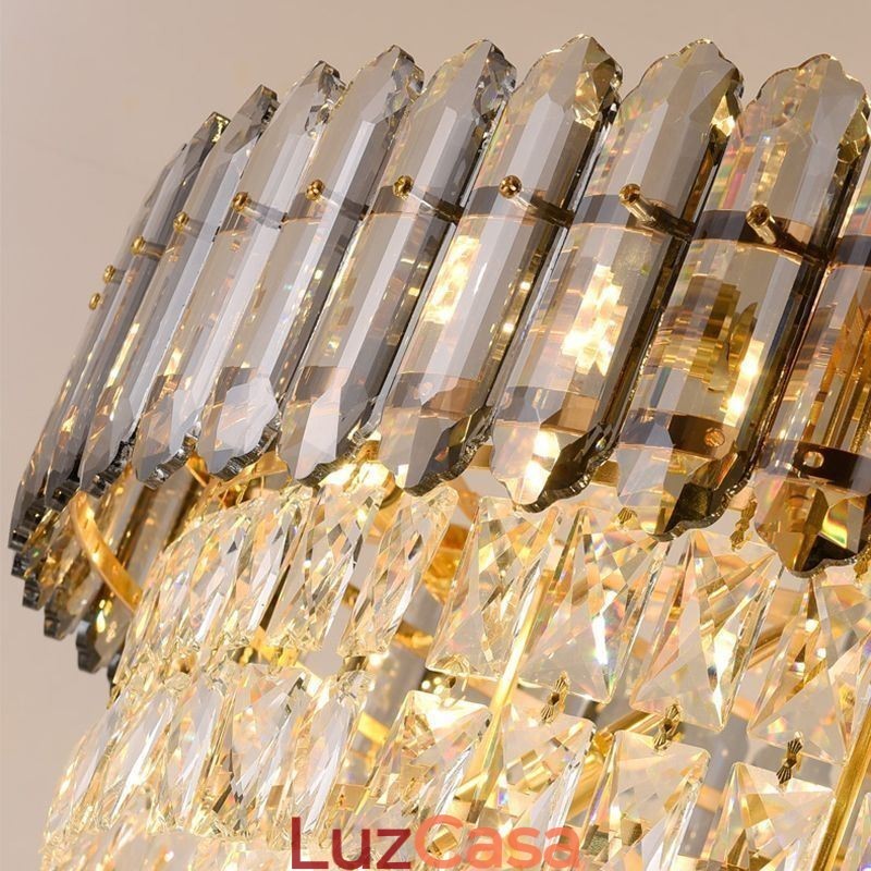 Luminária pendente de cristal cônica elegante