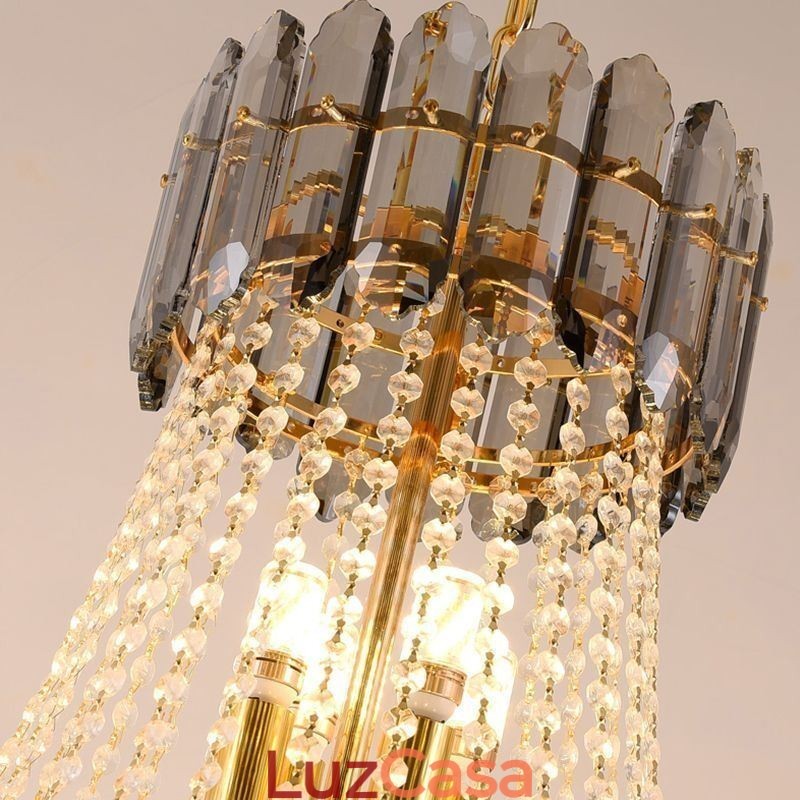 Luminária pendente de cristal cônica elegante