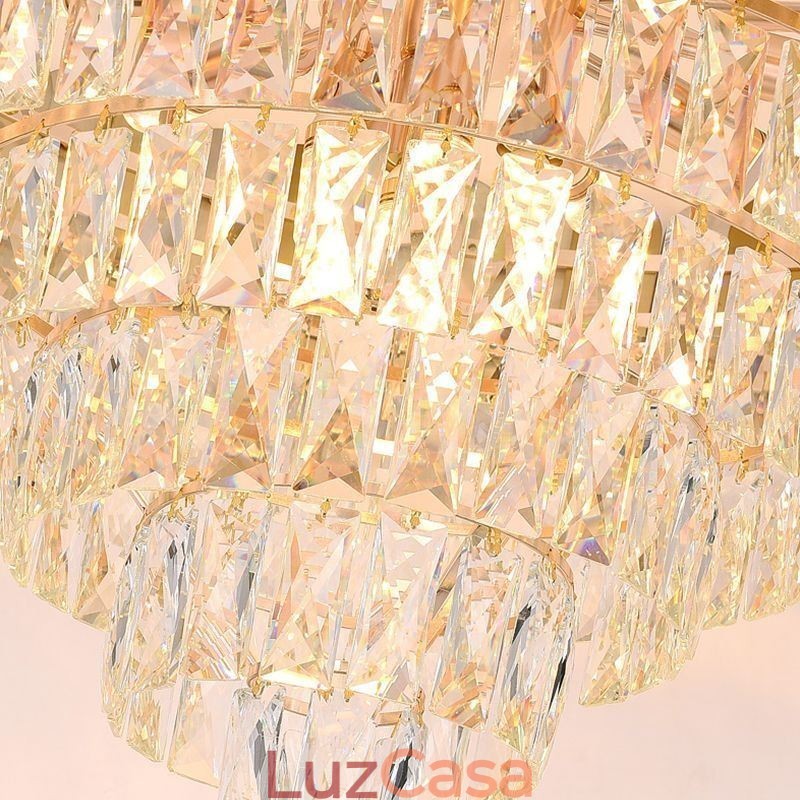 Luminária pendente de cristal moderna e elegante, luminária de teto cônica