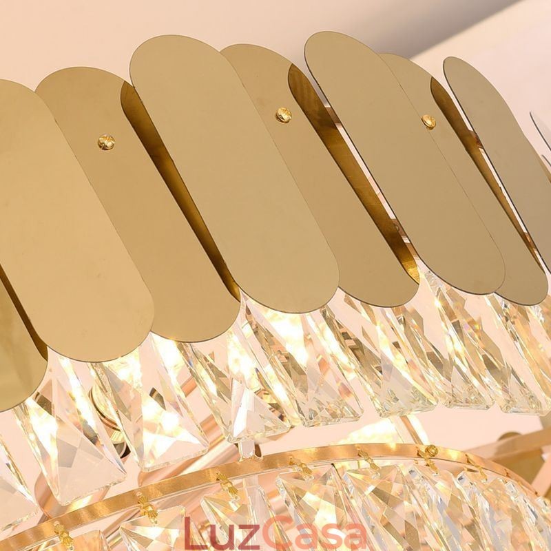 Luminária pendente de cristal moderna e elegante, luminária de teto cônica