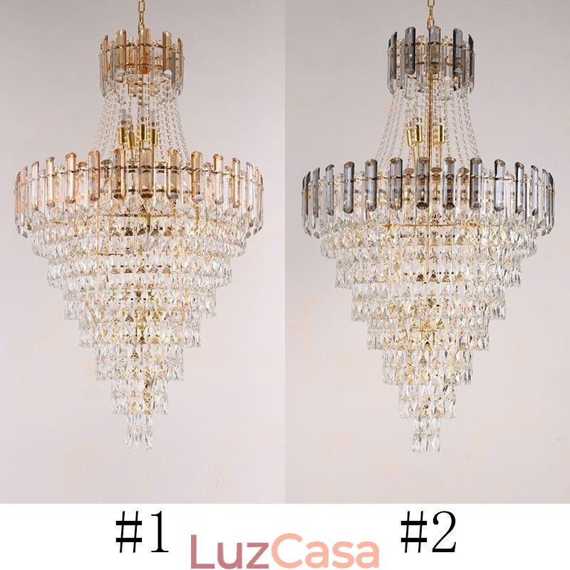 Moderno e elegante lustre pendente de cristal cônico