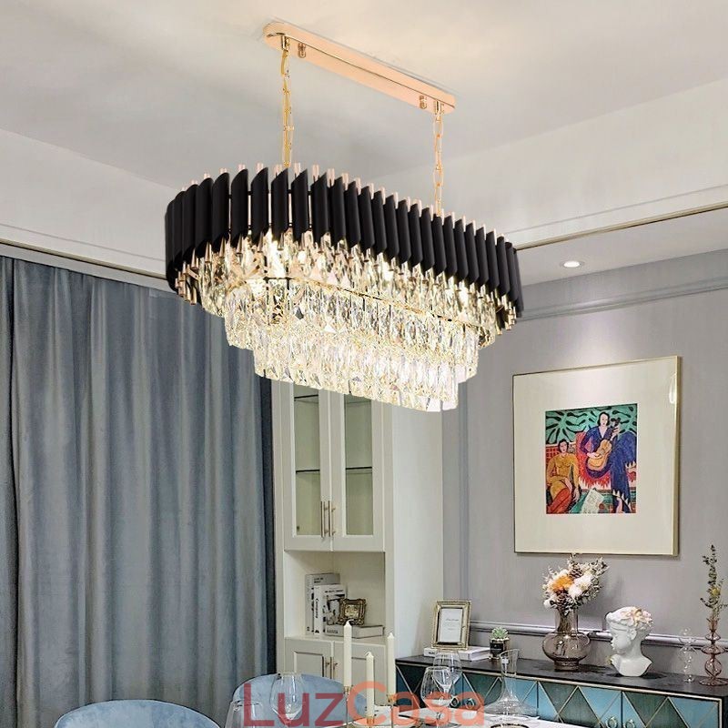 Luminária pendente de cristal oval para teto