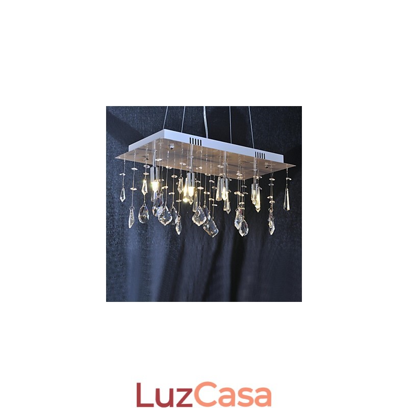 Lustre de cristal cromado clássico tradicional em metal