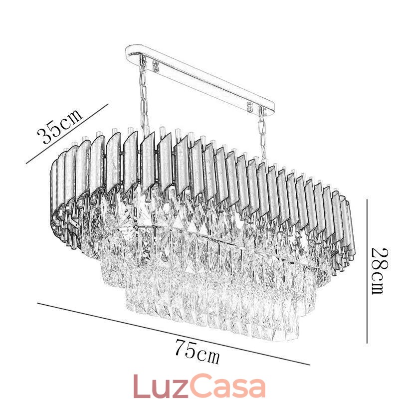Luminária pendente de cristal oval para teto