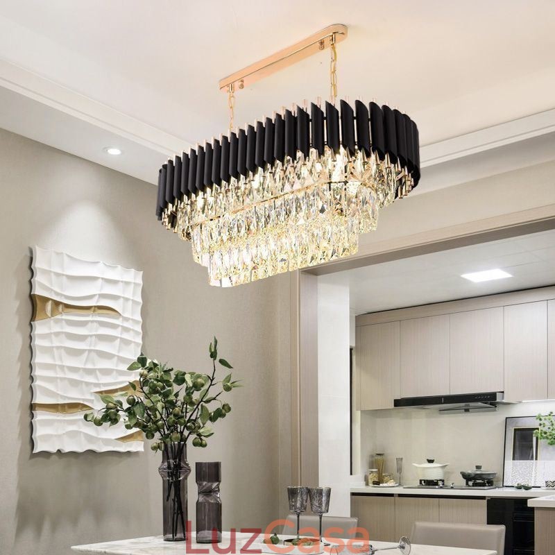 Luminária pendente de cristal oval para teto