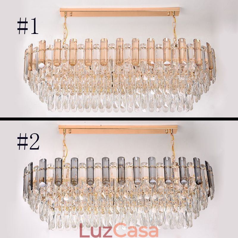 Luminária pendente de cristal moderna oval para teto