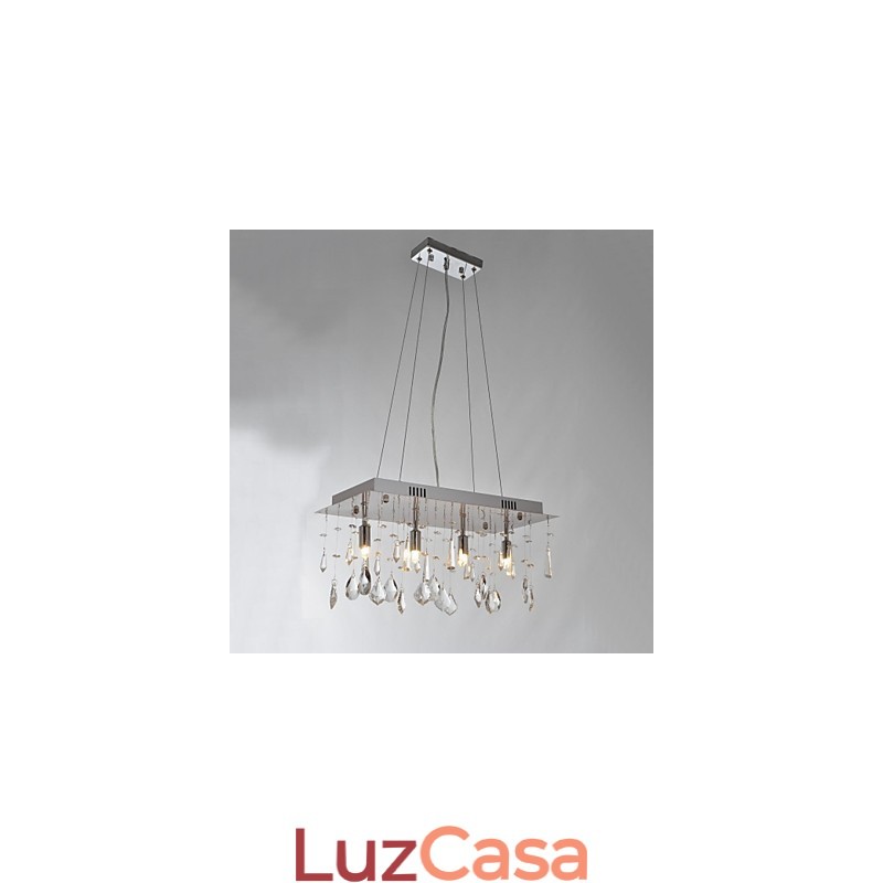 Lustre de cristal cromado clássico tradicional em metal
