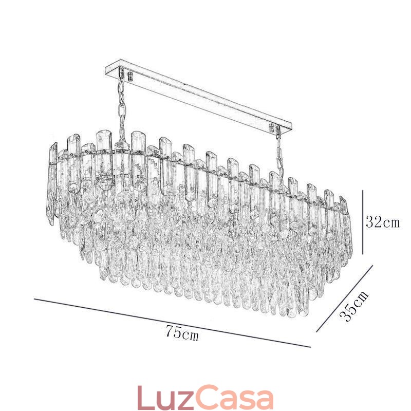 Luminária pendente de cristal moderna oval para teto