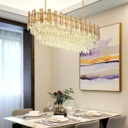 Luminária pendente de cristal moderna oval para teto