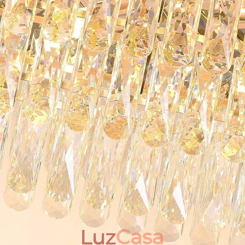 Luminária pendente de cristal moderna oval para teto