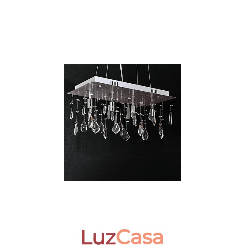 Lustre de cristal cromado clássico tradicional em metal