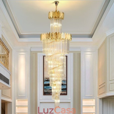 Luminária pendente europeia de cristal para escada, hall de entrada Luminária pendente europeia de cristal para escada, hall de entrada