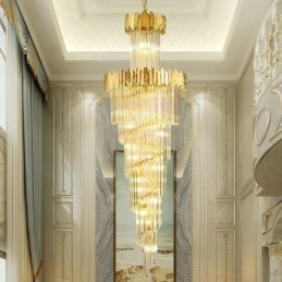 Luminária pendente europeia de cristal para escada, hall de entrada
