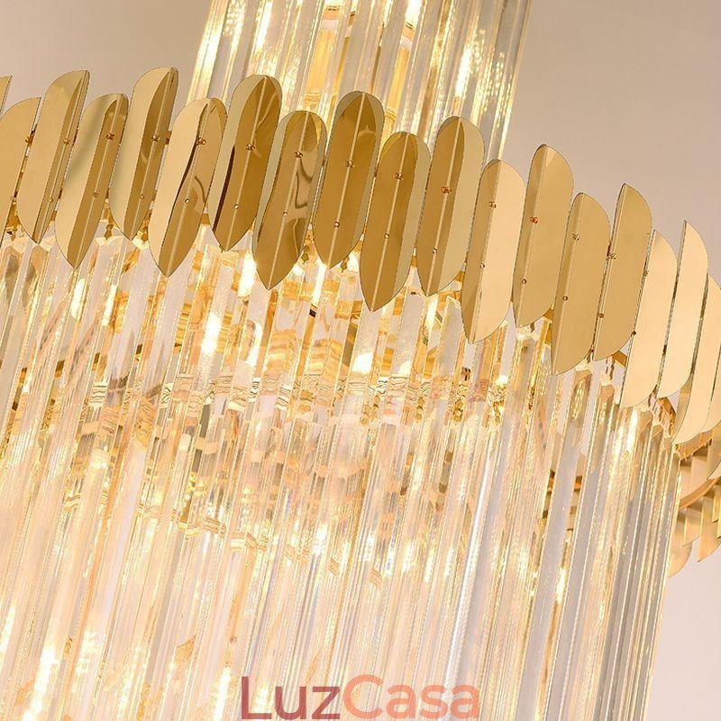 Luminária pendente europeia de cristal para escada, hall de entrada
