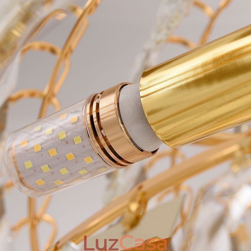 Luminária pendente europeia de cristal para escada, hall de entrada