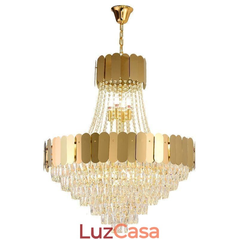 Luminária de teto pendente moderna de cristal dourado K9