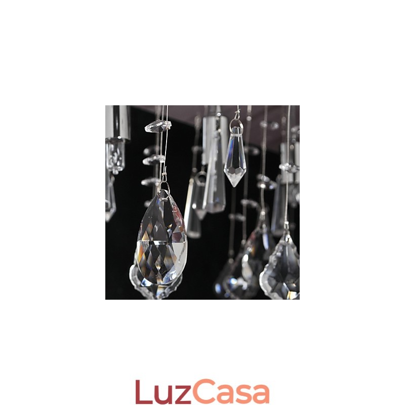 Lustre de cristal cromado clássico tradicional em metal