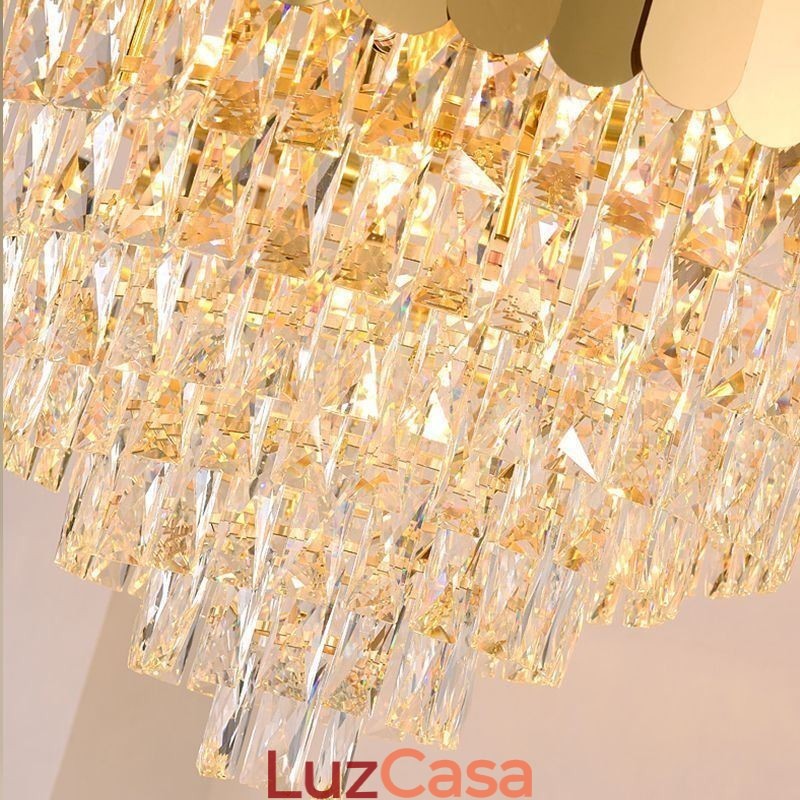 Luminária de teto pendente moderna de cristal dourado K9