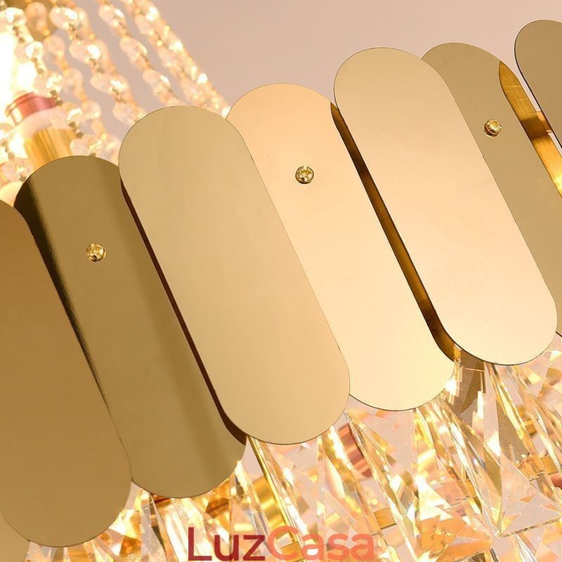 Luminária de teto pendente moderna de cristal dourado K9