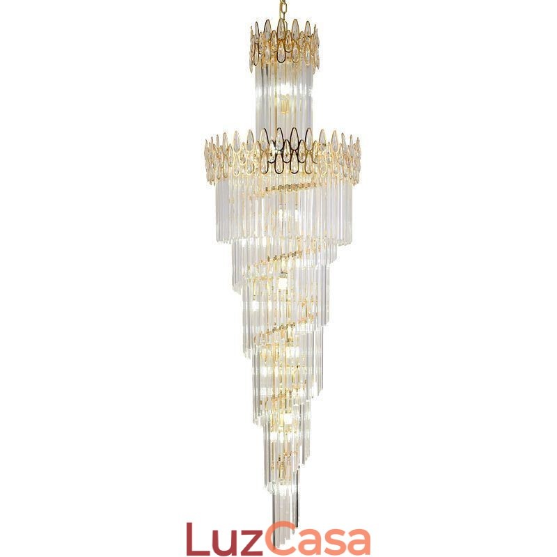 Escadas de luz pendente de teto alto de cristal europeu
