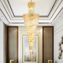 Escadas de luz pendente de teto alto de cristal europeu