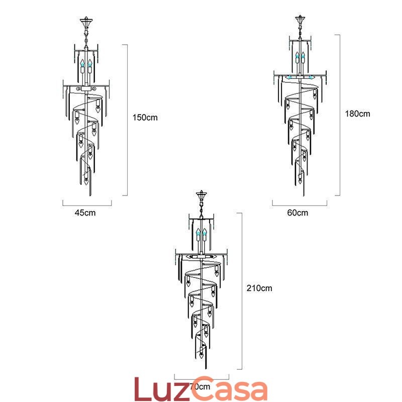 Escadas de luz pendente de teto alto de cristal europeu