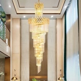 Escadas de luz pendente de teto alto de cristal europeu