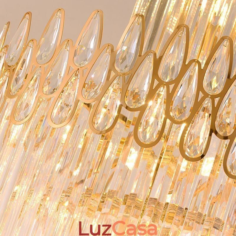 Escadas de luz pendente de teto alto de cristal europeu