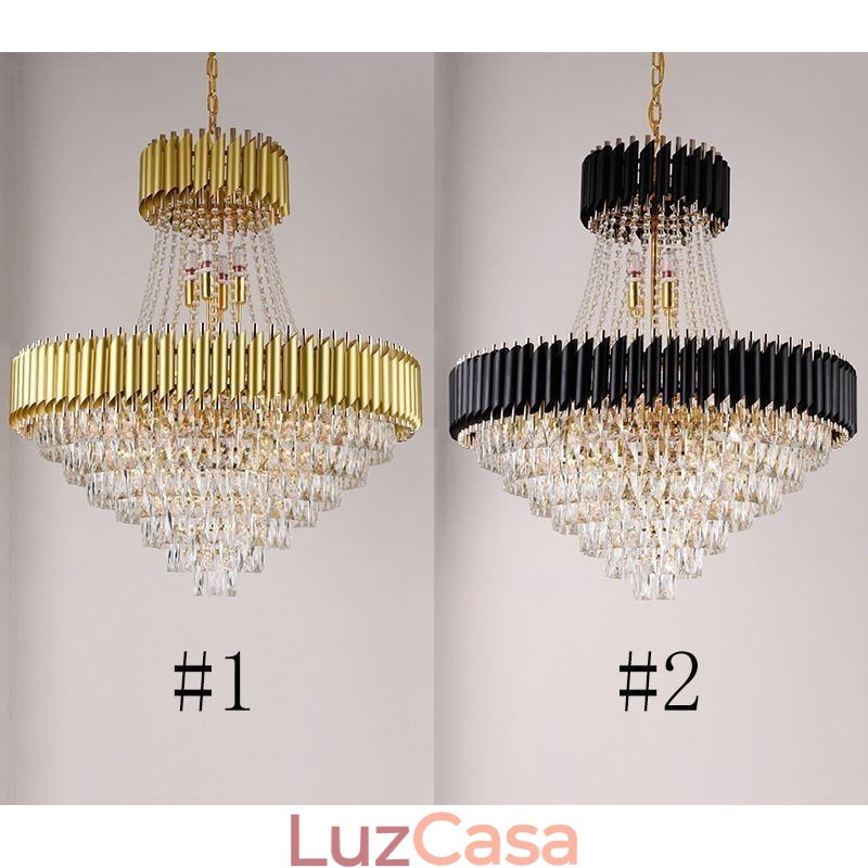 Luminária pendente de cristal moderna, luminária de teto redonda, luzes suspensas