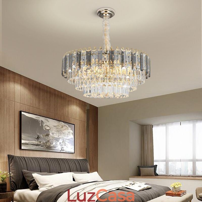 Luminária pendente de cristal, iluminação de teto de luxo, 12 16 luzes