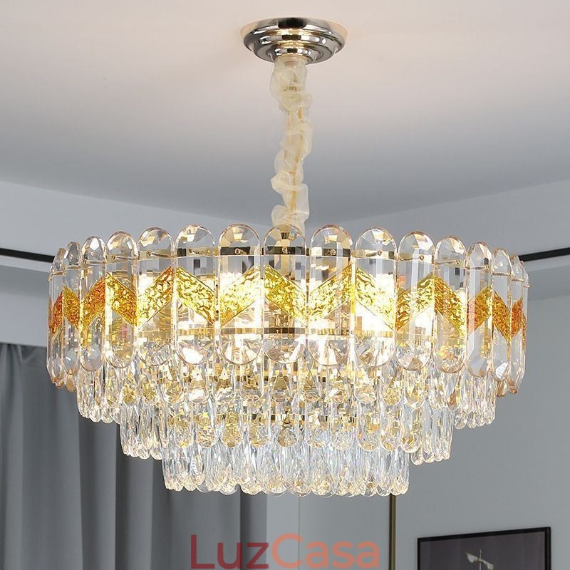 Luminária pendente de luxo em cristal para teto 9 12 16 luzes
