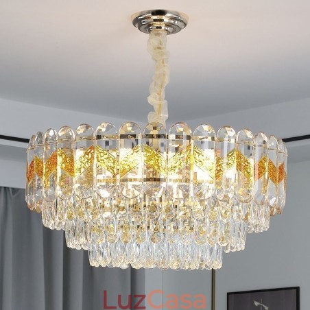 Luminária pendente de luxo em cristal para teto 9 12 16 luzes Luminária pendente de luxo em cristal para teto 9 12 16 luzes