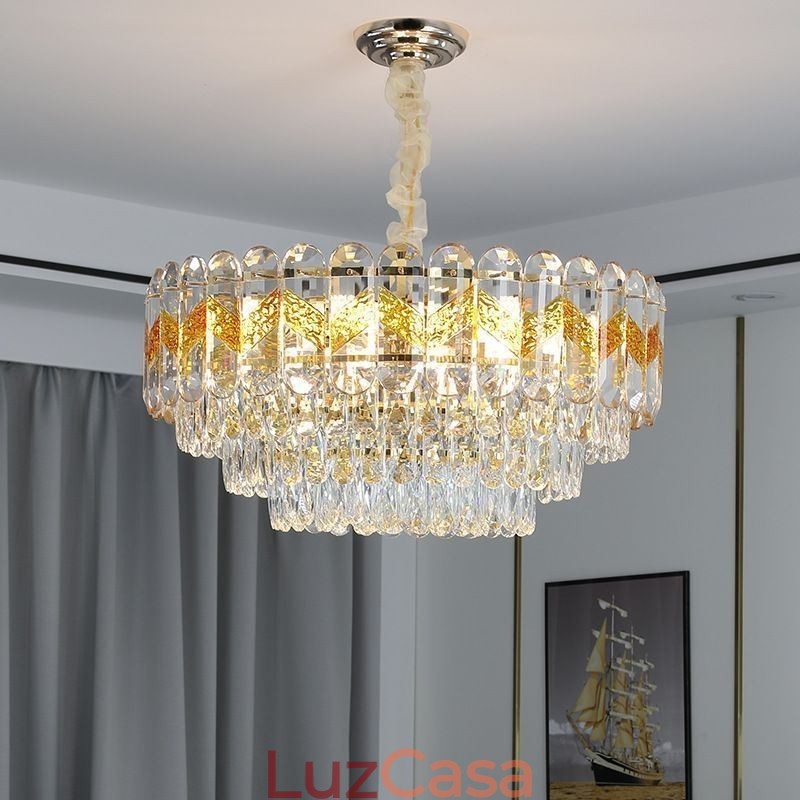 Luminária pendente de luxo em cristal para teto 9 12 16 luzes