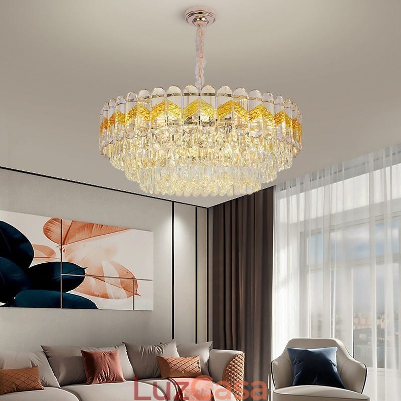 Luminária pendente de luxo em cristal para teto 9 12 16 luzes