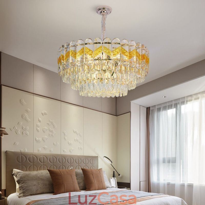 Luminária pendente de luxo em cristal para teto 9 12 16 luzes