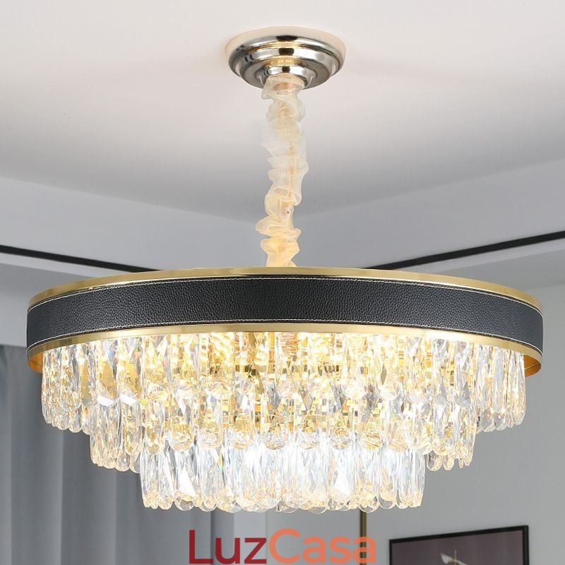 Luminária pendente moderna de cristal, luminária de teto com 9, 12 e 16 luzes