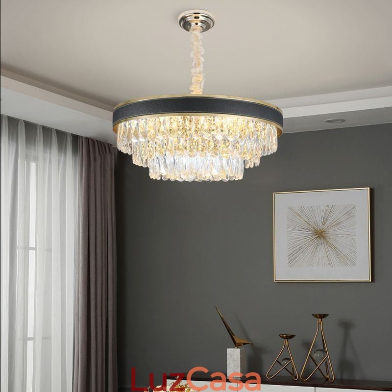 Luminária pendente moderna de cristal, luminária de teto com 9, 12 e 16 luzes