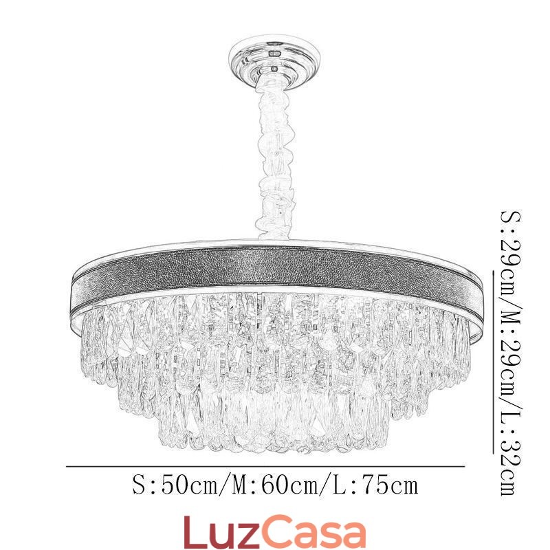 Luminária pendente moderna de cristal, luminária de teto com 9, 12 e 16 luzes