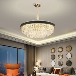 Luminária pendente moderna de cristal, luminária de teto com 9, 12 e 16 luzes