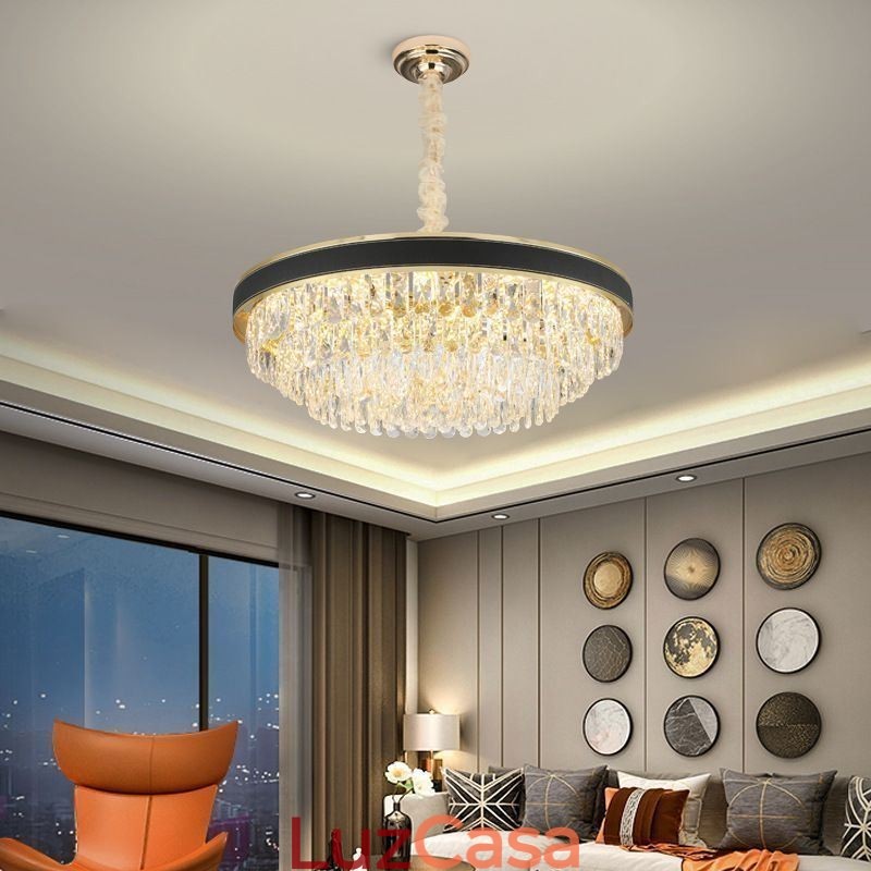 Luminária pendente moderna de cristal, luminária de teto com 9, 12 e 16 luzes